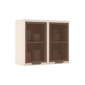 Armário Aéreo Cozinha Modulado Connect 2 Portas C-vidro 80cm Off White - Henn