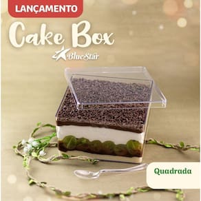 Cake Box Blue Star Quadrada Com Tampa 1,5l Cristal - Evidencie Camadas e Textura do Seu Doce ou Salgado