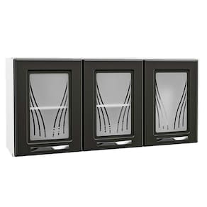 Armário De Cozinha Modulado Star New C/ 3 Portas C/Vidro Branco/Preto - Telasul