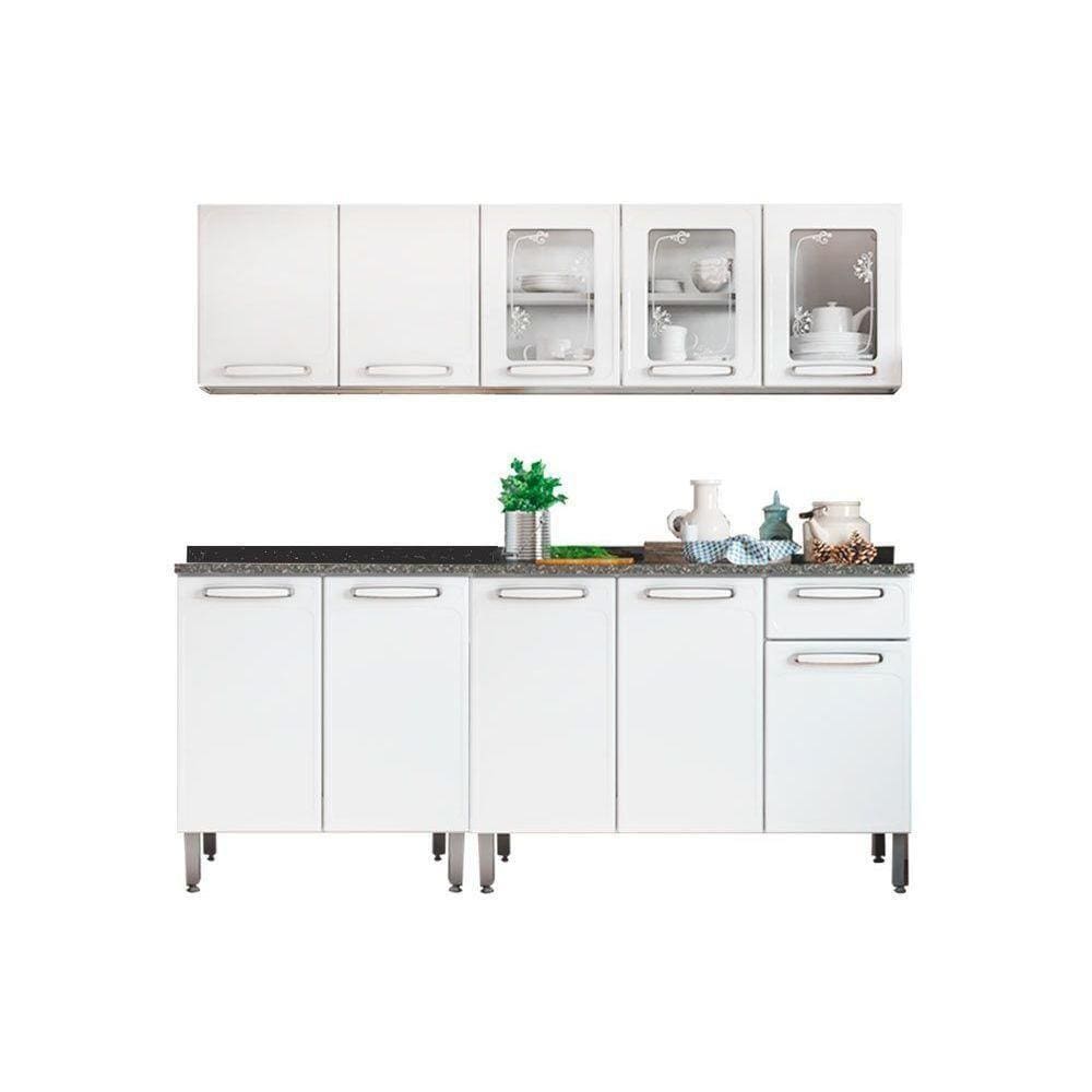 Cozinha Completa Evidence 4 Peças (2 Armários + 2 Balcões) C4P38 Branco - Bertolini