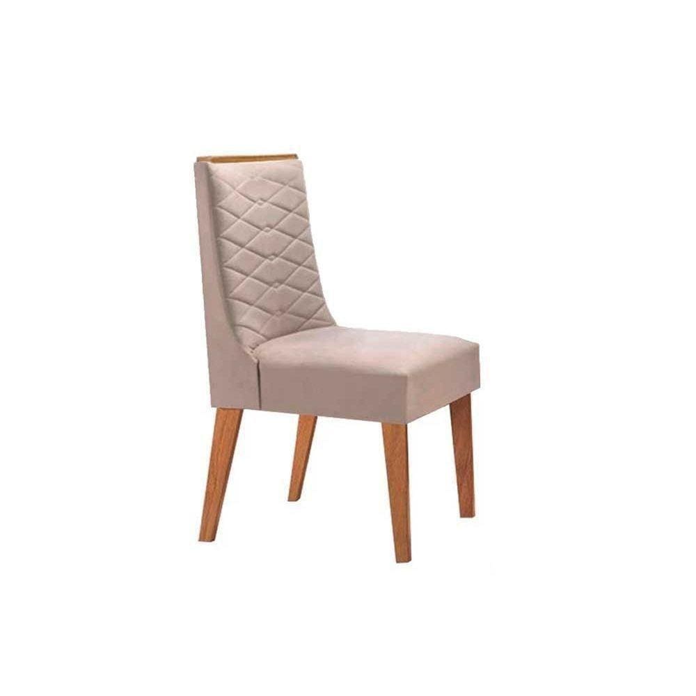 Kit 2 Cadeiras Dafne Imbuia Veludo Creme