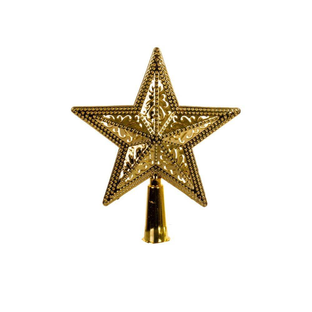 Ponteira Estrela Aramada C/ Glitter Brilho Natal Natalino Decoração Topo Árvore Casa 15cm Pinheiro