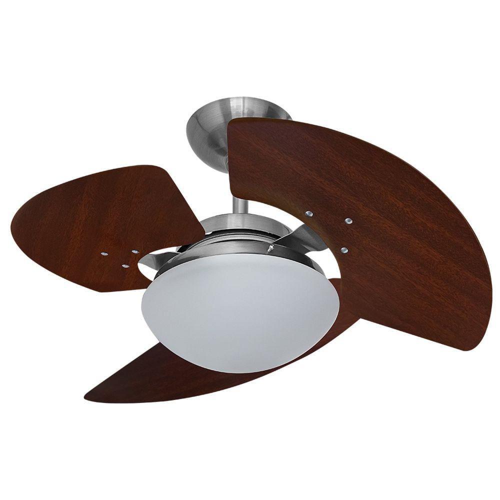 Ventilador de Teto Aventador Stilo 3 Pás MDF Tron Ventiladores 220V Marrom/Aço Escovado