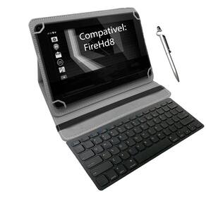 Capa Teclado Para Tablet Kindle Fire Hd8 + Caneta