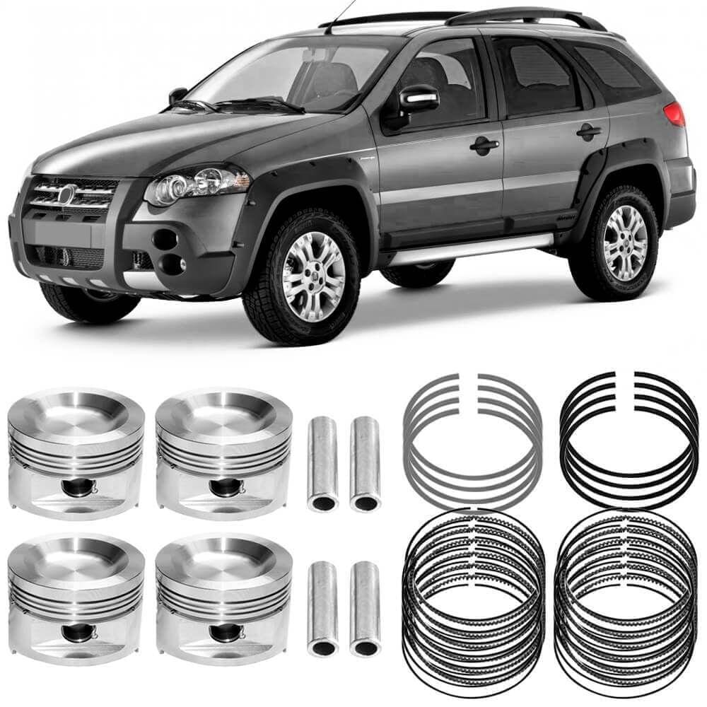 Kit Pistão Anéis Palio Weekend 1.4 2006 a 2017 Flex Metal Leve