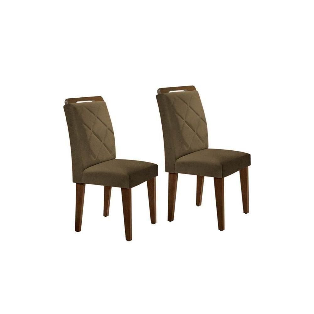 Kit 2 Cadeiras Melissa Madeira Capuccino Veludo Capuccino