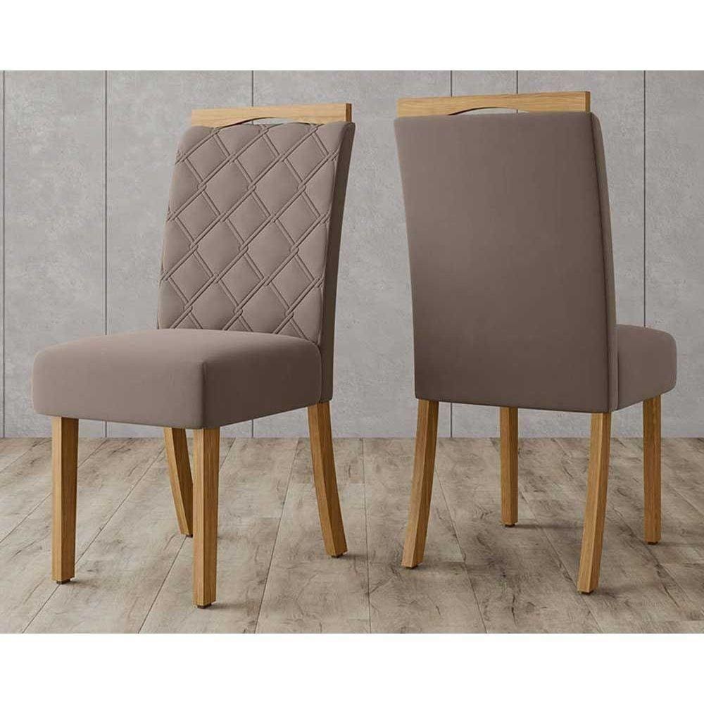 Cadeira Sala De Jantar Bella Kit 2 Un Nature-marrom Amêndoa - Henn