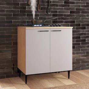 Balcão 2 Portas 80cm Amália Aveiro Oak/Cinza Urbano