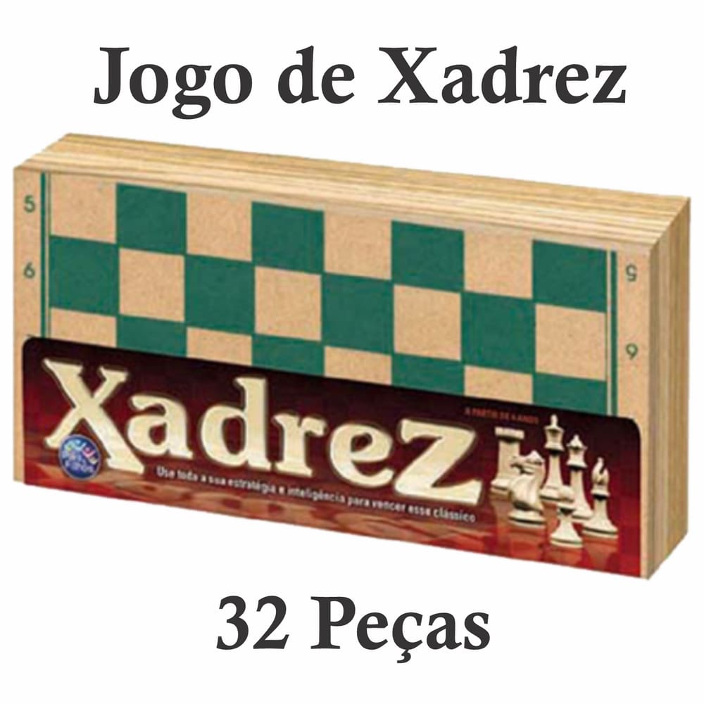 Jogo De Xadrez Dama E Trilha Tabuleiro 32 Cm - Feira da Madrugada SP