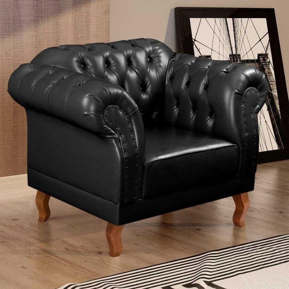 Kit 2 Poltronas Duque Chesterfield Preto