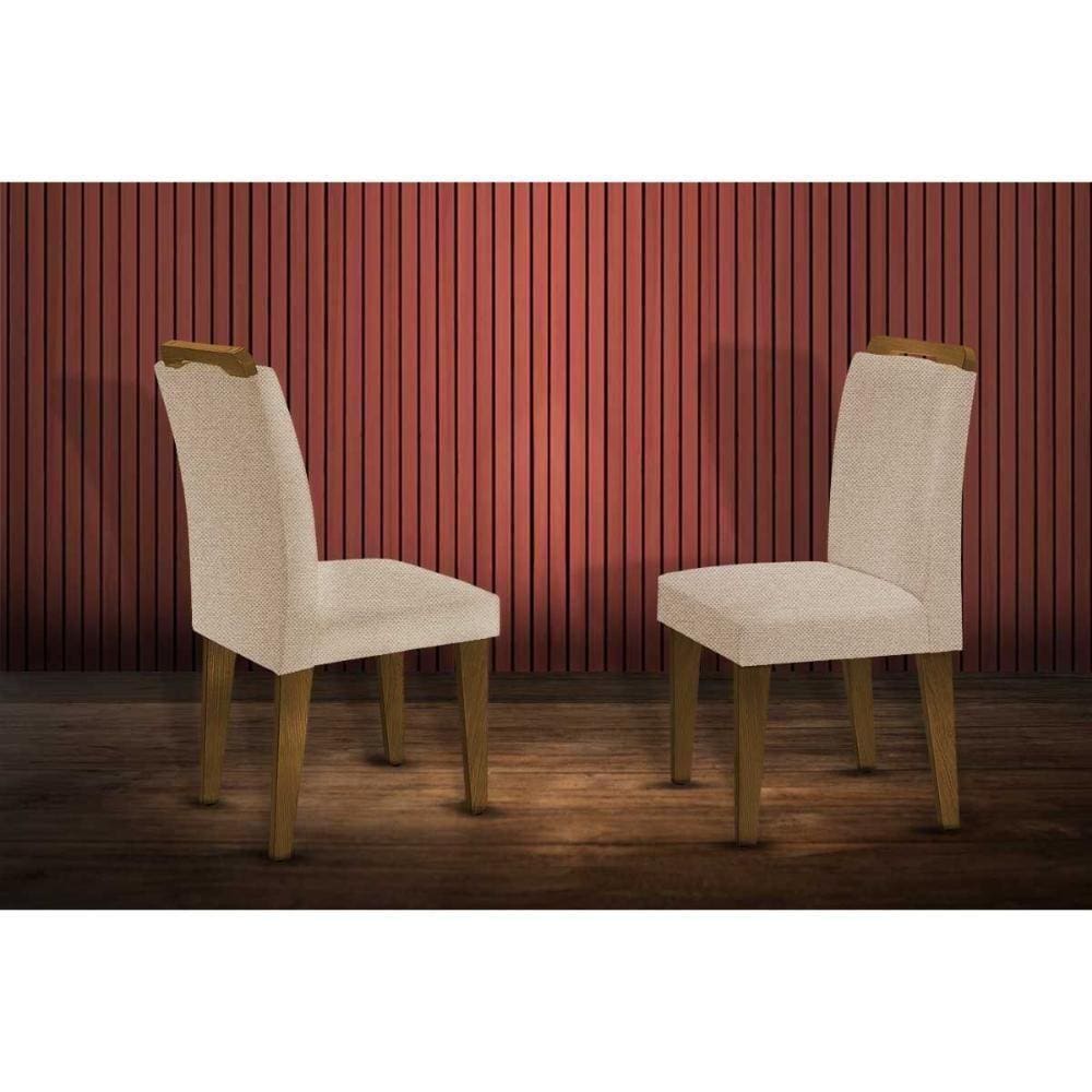 Kit 2 Cadeiras Madeira Capuccino Linho Turim