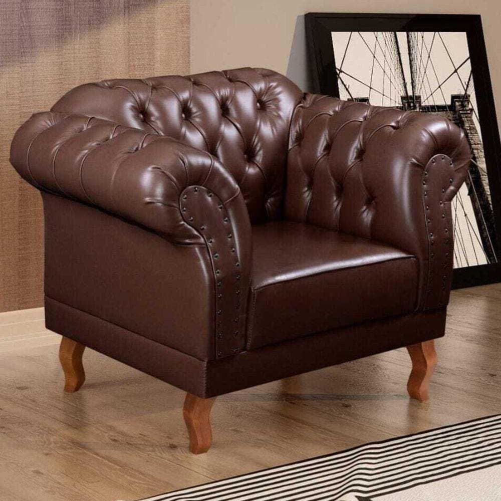 Kit 2 Poltronas Duque Chesterfield Marrom
