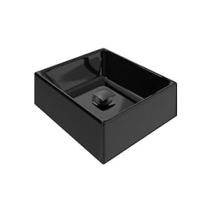 Kit Cuba Pia De Sobrepor Tulipa Com Valvula Click Black Preto