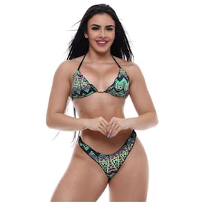 Biquíni Feminino Cortininha Com Calcinha Empina Bumbum