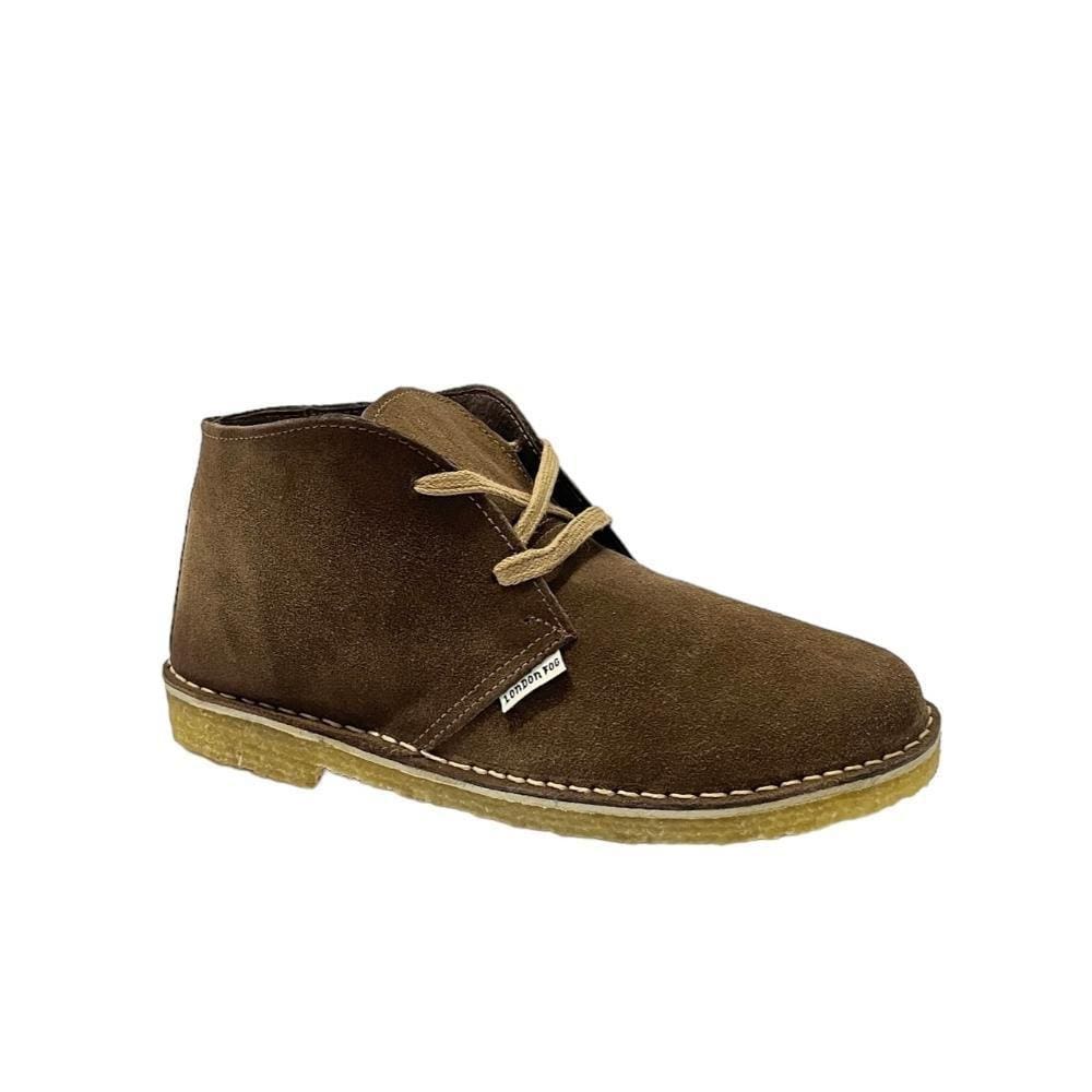Bota Masculina Cano Curto Couro Solado Crepe Retrô Vintage