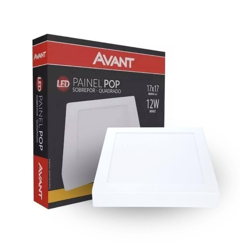 Painel Led Avant Quadrado Sobrepor 12W 3000k Bivolt Branco