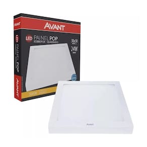 Painel Led Avant Quadrado Sobrepor 24W 3000k Bivolt Branco