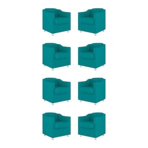 Kit 8 Poltronas Decorativas Clinica Sala Recepção Tecido Cor:azul Turquesa