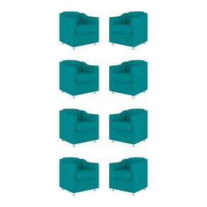 Kit 08 Poltronas Tilla Consultório Recepção Sala Suede Cor:azul Turquesa