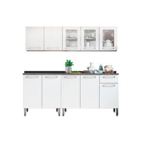 Cozinha Modulada Completa Evidence 4 Peças (2 Armários + 2 Balcões) C4P38 Branco - Bertolini