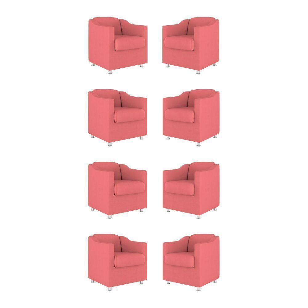Kit 08 Poltronas Tilla Consultório Recepção Sala Suede Cor:rosa