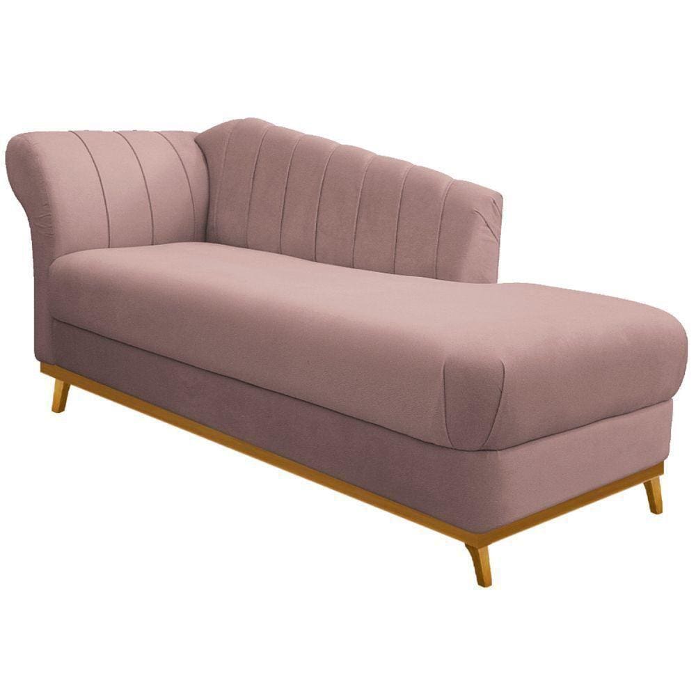 Diva Recamier Vanessa 140cm Lado Direito Linho - Doce Sonho Móveis Cor Rosê