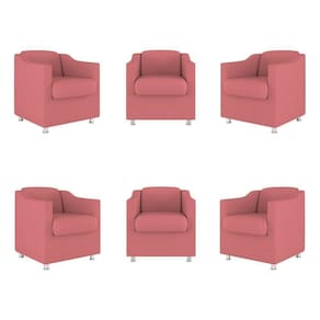 Kit 6 Cadeiras Poltronas Decorativas Espera Clinica Dentista Cor:rosa