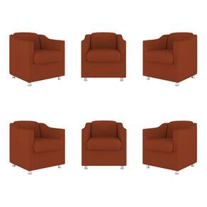 Kit 06 Poltronas Tilla Consultório Recepção Sala Suede Balaqui Decor Cor:terracota