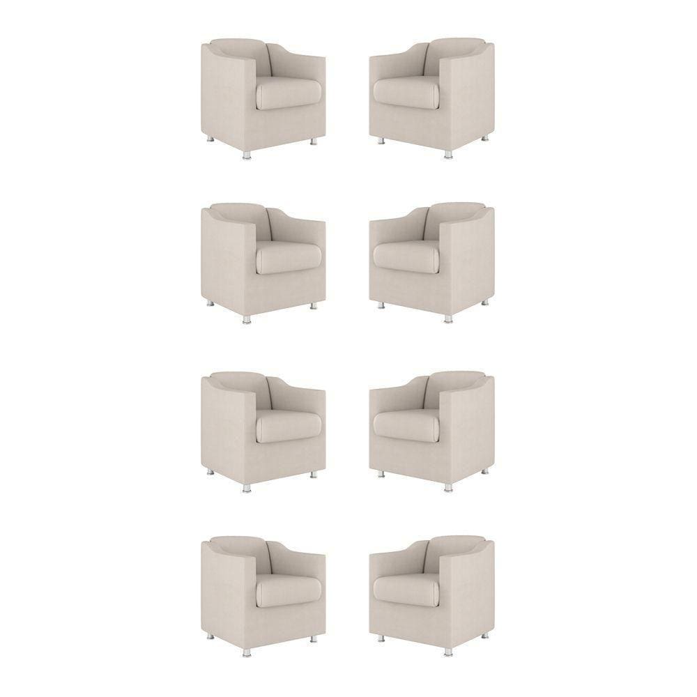 Kit 8 Poltronas Tilla Decorativas Consultório Sala Tecido Cor:bege