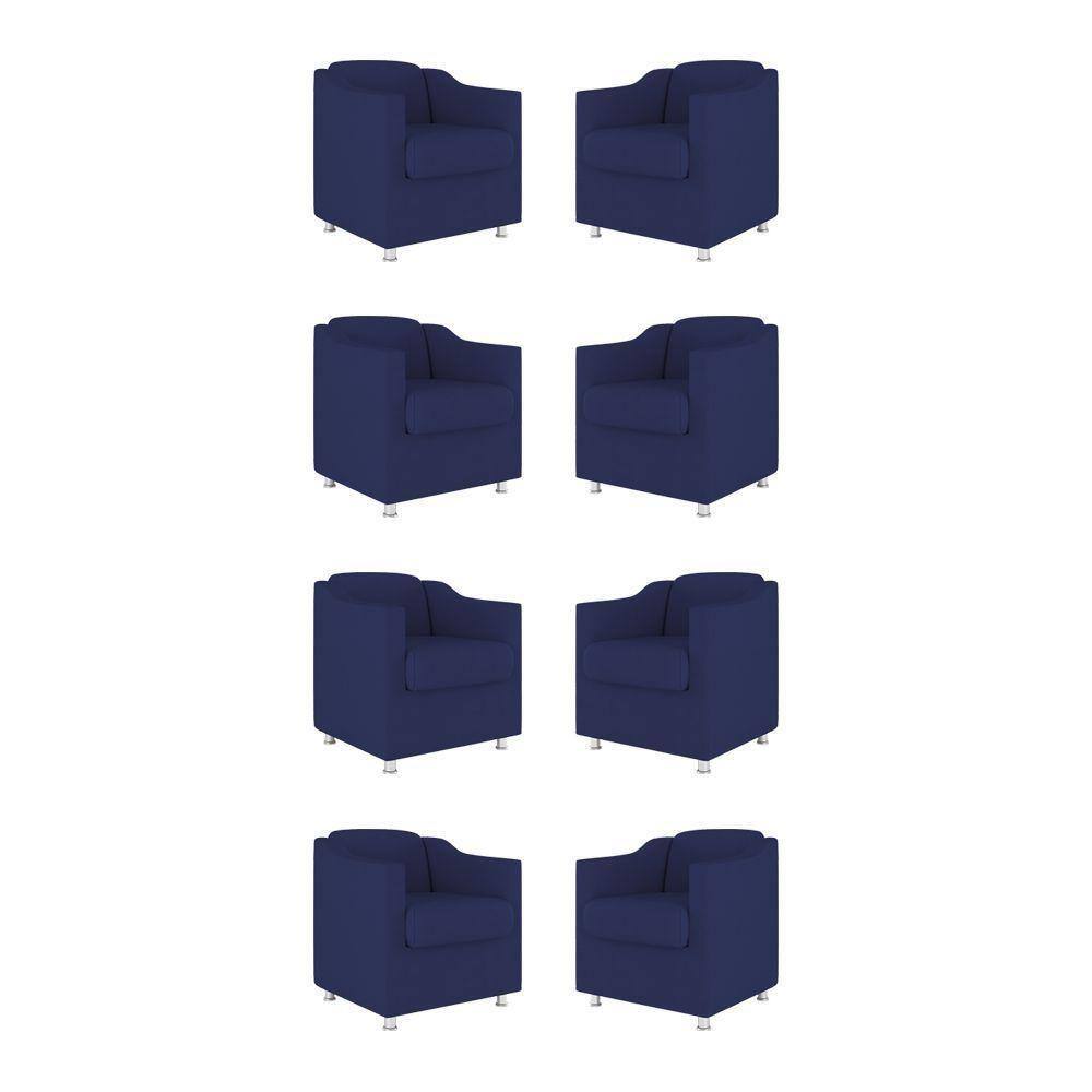 Kit 08 Poltronas Tilla Consultório Recepção Sala Suede Cor:azul Marinho