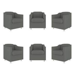 Kit 6 Cadeiras Poltronas Decorativas Espera Clinica Dentista Cor:cinza