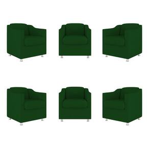 Kit 6 Poltronas Decorativas Reforçada Consultório Sala Suede Cor:verde