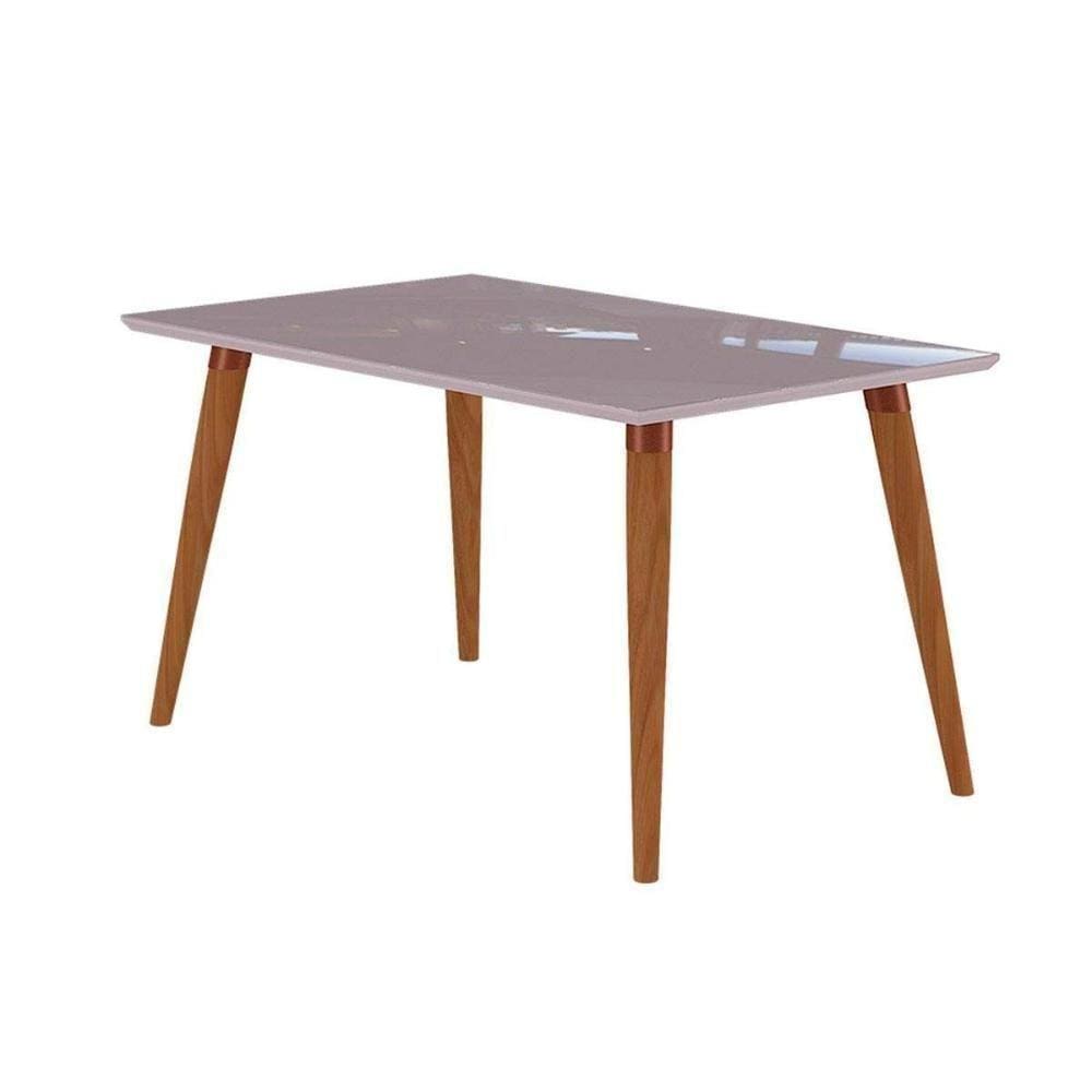 Mesa De Sala Jantar Adele + Tampo Madeirado Vidro 130x80cm Madeira/off White - Cimol