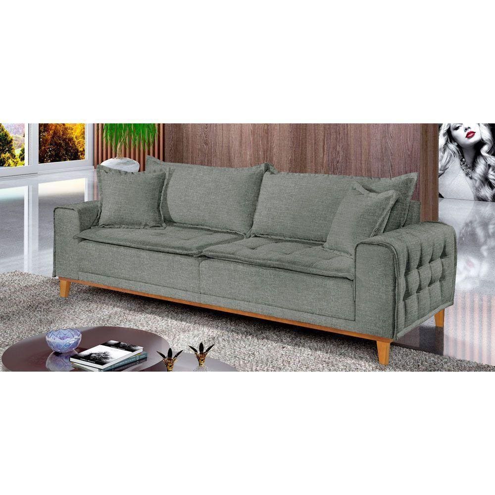 Sofá Fixo Orfeu Até 4 Lugares Luxo 220cm Castellar Móbile Cinza