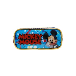 Estojo Poliéster Pvc 3 Div. Mickey Azul 12x11x24cm
