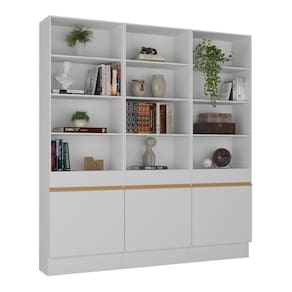 Armário/estante Escritório 3 Portas Multimóveis Mp7001 Branco/dourado Branco/dourado