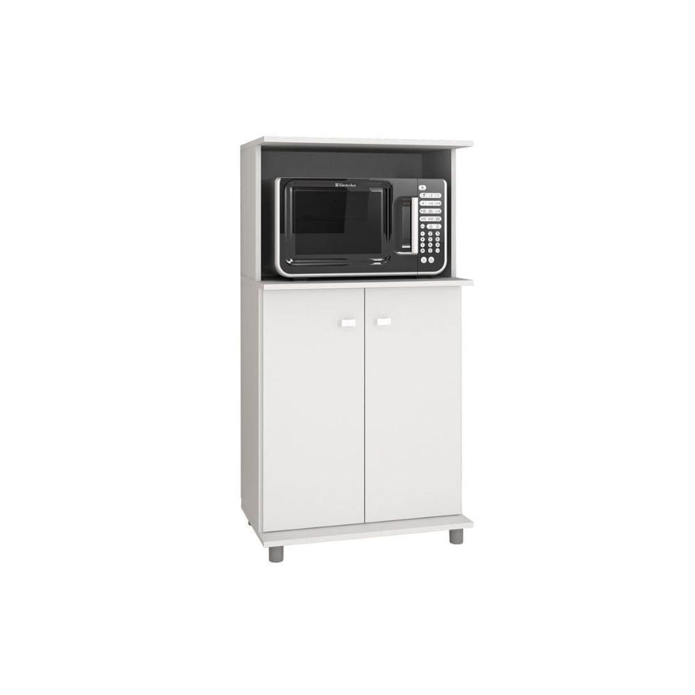 Balcão De Escritório Multiuso Bl-3307 C/ 2 Portas E Nicho P/ Microondas 60cm Branco - Tecno Mobili
