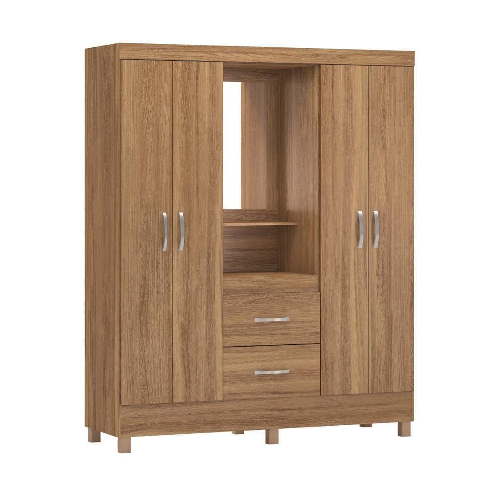 Guarda-Roupas Solteiro 4 Portas 2 Gavetas e Espelho Multimóveis CR35189