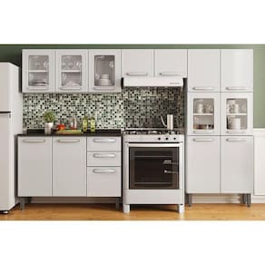 Cozinha Completa Evidence 4 Peças (2 Armários + 1 Balcão + 1 Paneleiro) C4P55 Branco - Bertolini