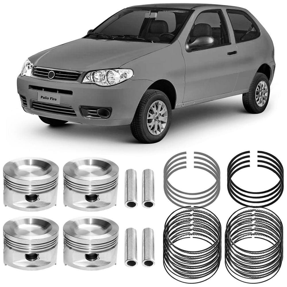 Kit Pistão Anel 0.40 Fiat Palio Fire 1.0 2007 a 2011 Flex Metal Leve