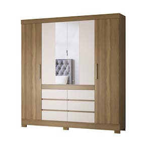 Guarda-Roupas Casal 4 Portas 6 Gavetas e Espelhos Multimóveis CR35192