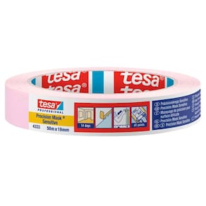 Fita Crepe Fina Profissional P/ Pintura 50m X 19mm Rosa Tesa