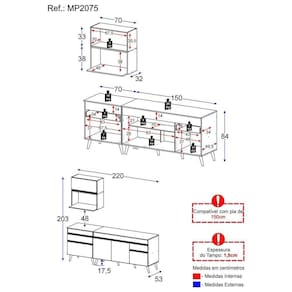 Cozinha Compacta Veneza Gw Mp2075 Com Armário E Balcão Branca