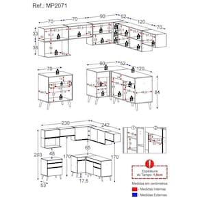 Cozinha Completa De Canto Veneza Gw Mp2071 Com Armário E Balcão Branca