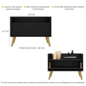 Gabinete De Banheiro Retrô 60 Cm Fg3624 Preto/natural