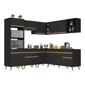 Cozinha Completa De Canto Veneza Gb Mp2045 Com Armário E Balcão Preta