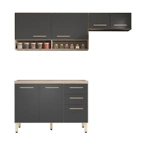 Armário de Cozinha Compacta com Balcão Multimóveis CR20235