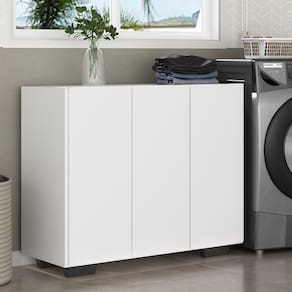 Armário Lavanderia Com 3 Portas 90 Cm Mp5034 Branco/Preto