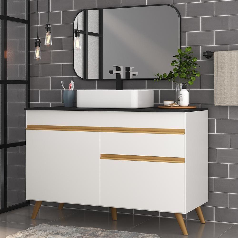 Gabinete Banheiro 2 Portas E 1 Gaveta Retrô 120cm Fg5025 Branco