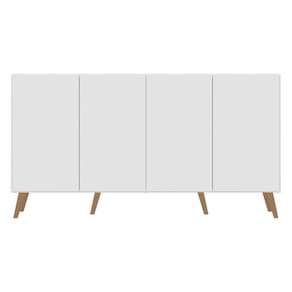Aparador Buffet Retrô Multimóveis 4 Portas Branco/natural